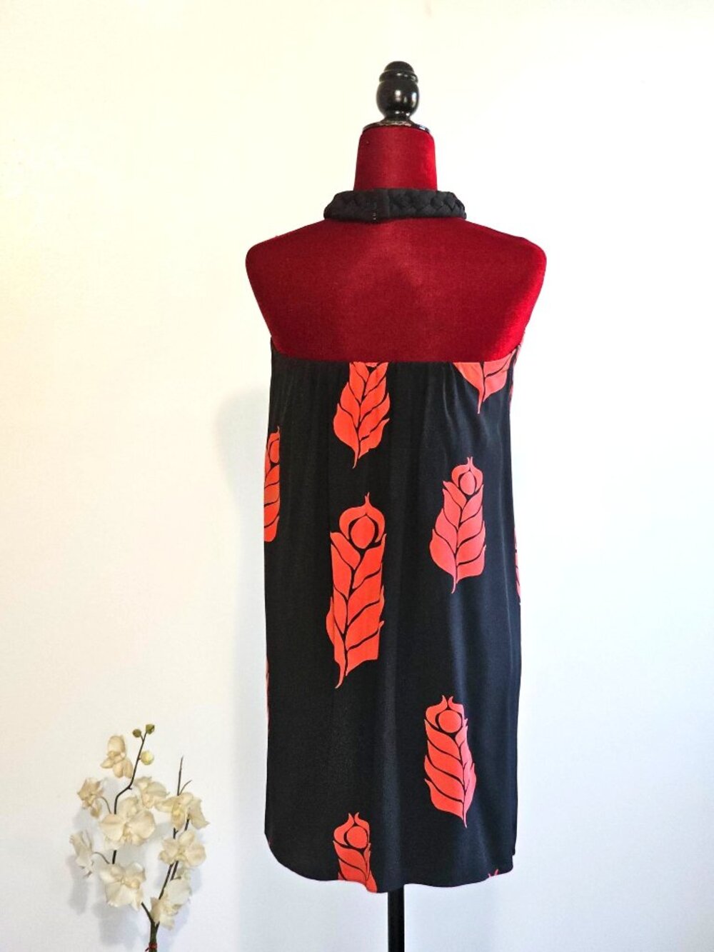 NWT Temperley London Women's Red Black Floral Silk Halter Neck Dress Size 6 2338 - Picture 7 of 13